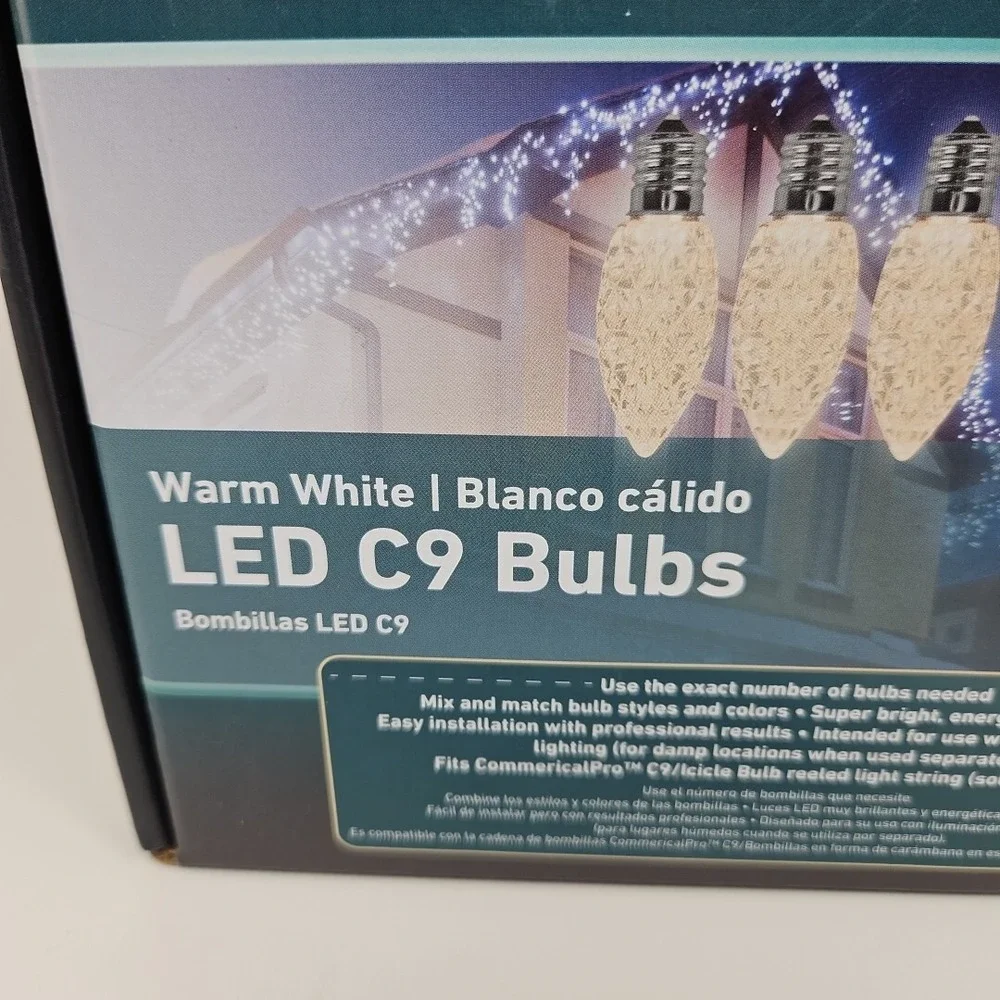 GEMMY Commercial Pro 25‎ Ct C9 Warm White LED String Christmas Light Bulbs E17